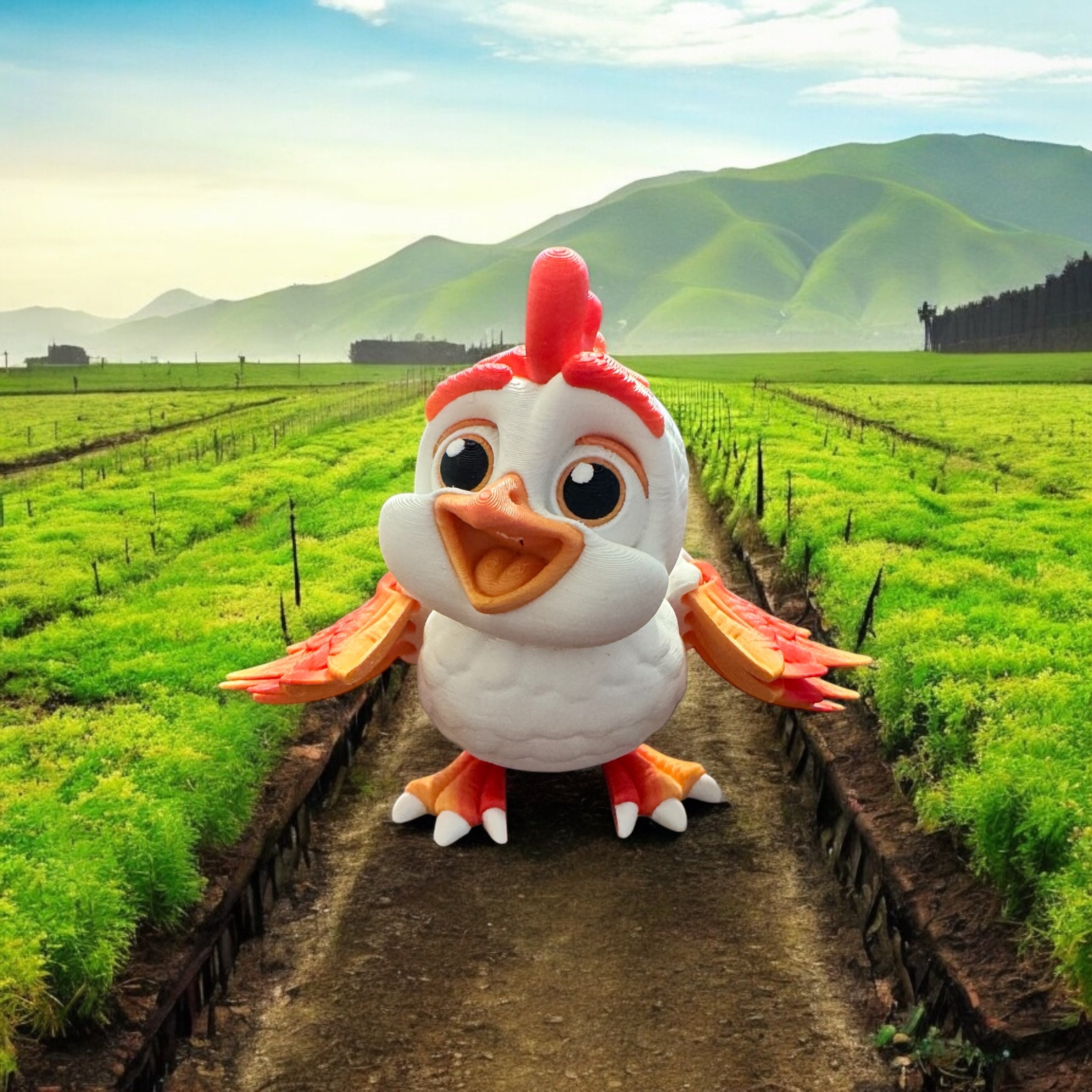 chicken, 3d printed, articulated, farm animal