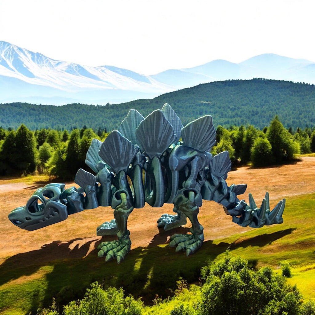 Stegosaurus, dino, dinosaur, flexi dino, flexi dinosaur, 3d printed dino, 3d printed dinosaur