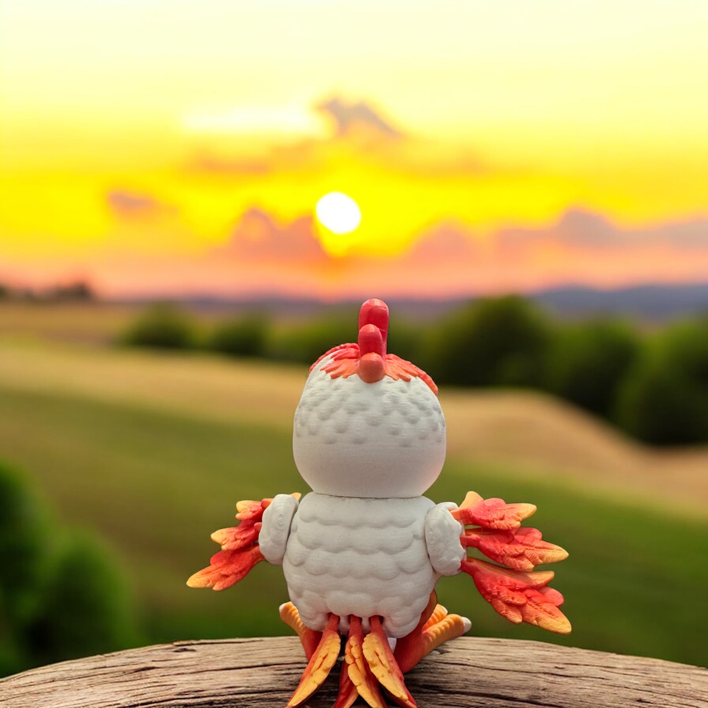 chicken, 3d printed, articulated, farm animal