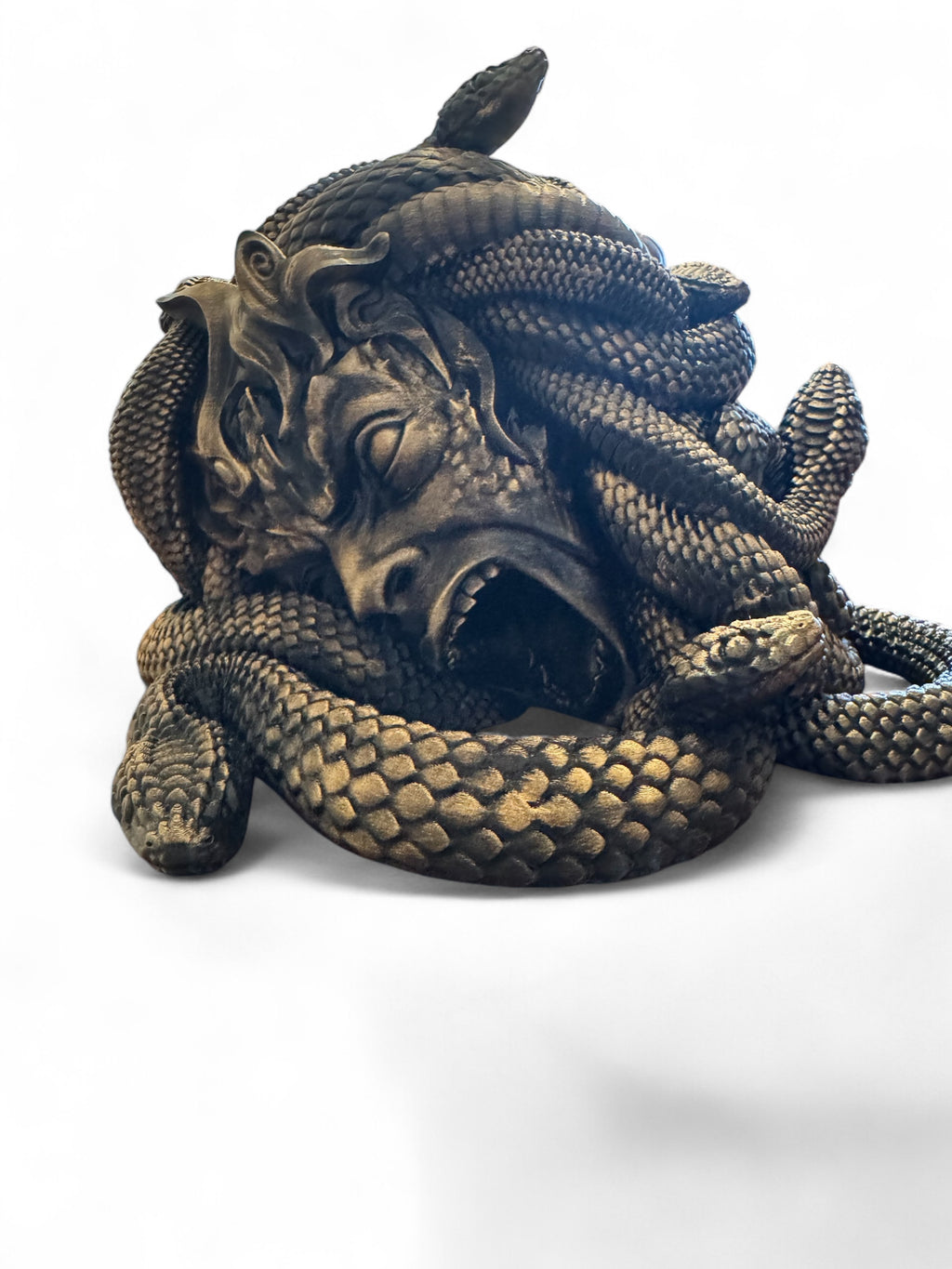 Gorgon head, medusa, snake, Greek, dice tower, medusa head